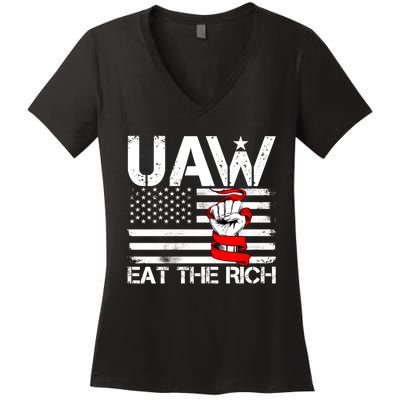 Uaw Eat The Rich Women's V-Neck T-Shirt