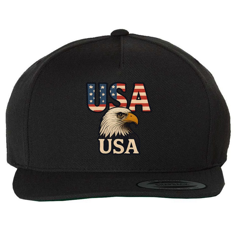 USA Eagle Wool Snapback Cap