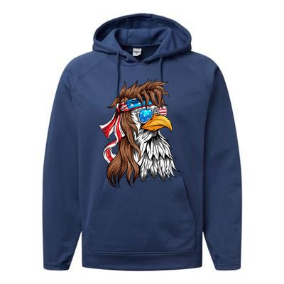 Usa Eagle Us Flag Bandana America National Day Gift Performance Fleece Hoodie