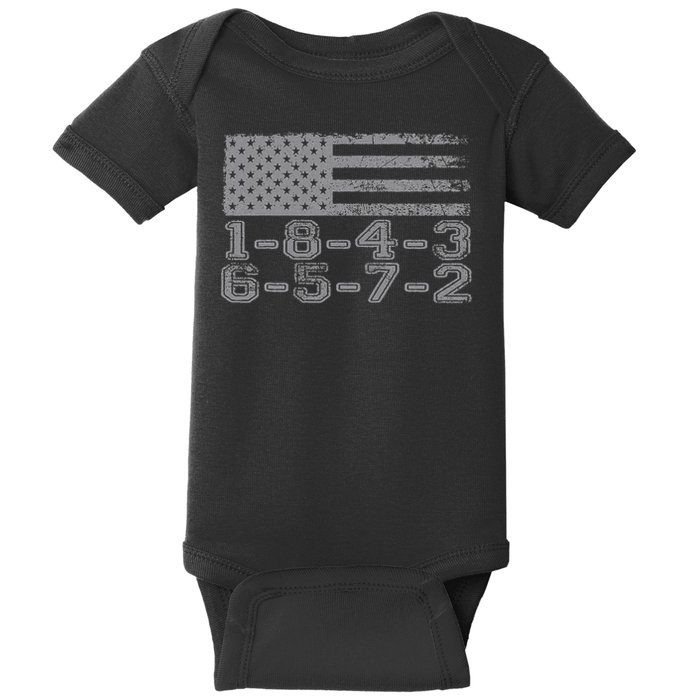 Usa Flag 18436572 Firing Order Block Engine V8 Block Baby Bodysuit