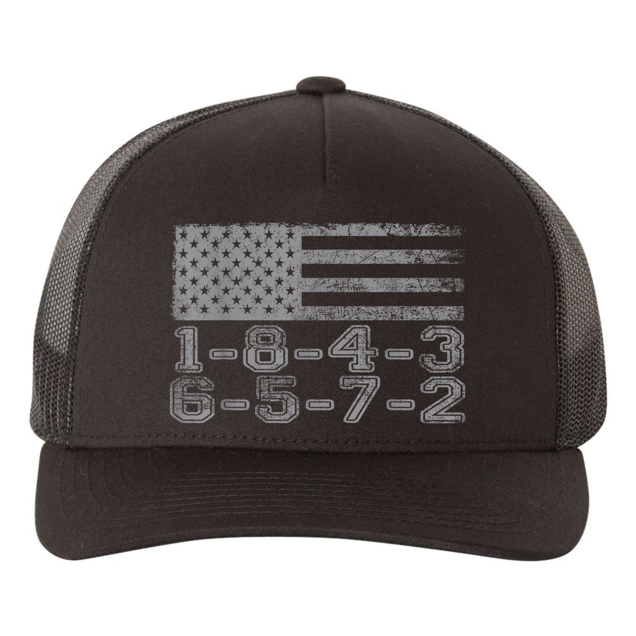 Usa Flag 18436572 Firing Order Small Block Engine Gift Yupoong Adult 5-Panel Trucker Hat