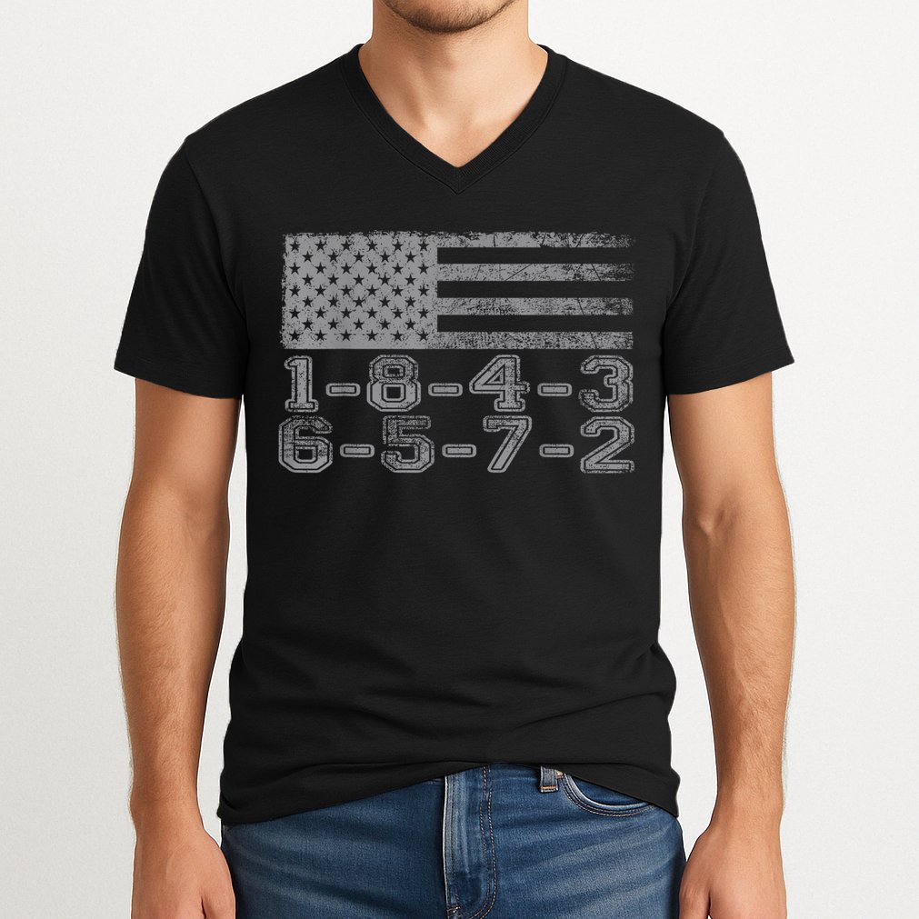 Usa Flag 18436572 Firing Order Small Block Engine Gift V-Neck T-Shirt