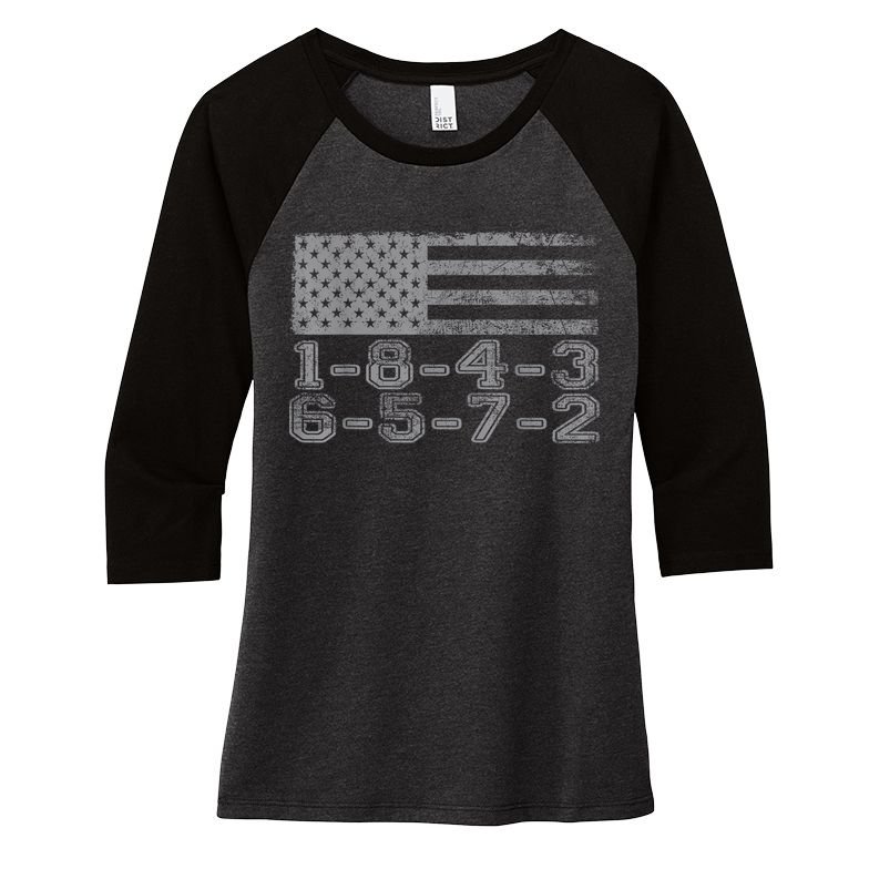 Usa Flag 18436572 Firing Order Small Block Engine Gift Women's Tri-Blend 3/4-Sleeve Raglan Shirt