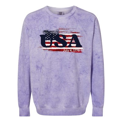 Usa Flag 1776 Independence Day Pride Colorblast Crewneck Sweatshirt