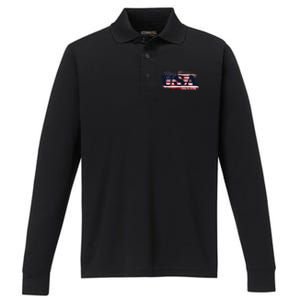 Usa Flag 1776 Independence Day Pride Performance Long Sleeve Polo