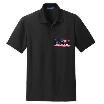 Usa Flag 1776 Independence Day Pride Dry Zone Grid Polo