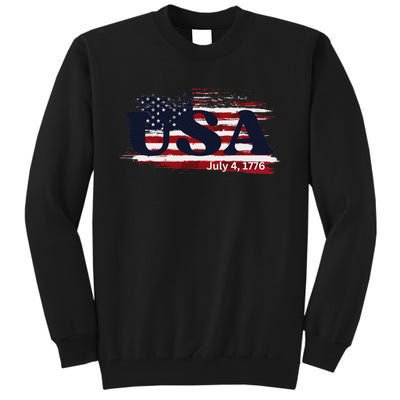 Usa Flag 1776 Independence Day Pride Tall Sweatshirt