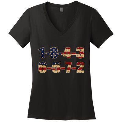 USA Flag 18436572 Firing Order Small Block Women's V-Neck T-Shirt