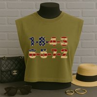USA Flag 18436572 Firing Order Small Block Garment-Dyed Women's Muscle Tee