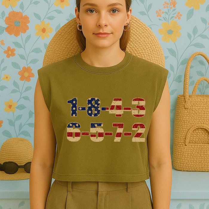 USA Flag 18436572 Firing Order Small Block Garment-Dyed Women's Muscle Tee