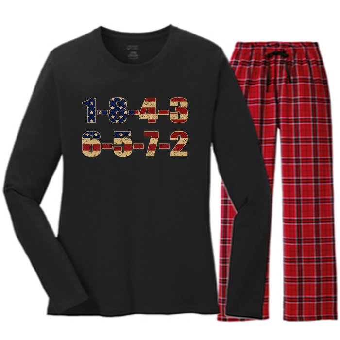 Usa Flag 18436572 Firing Order Small Block Engine V8 Block Women's Long Sleeve Flannel Pajama Set 