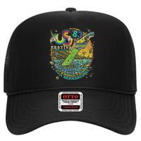 Us Festival 1983 Colorful Rainbow Music Fest Us 70s High Crown Mesh Back Trucker Hat