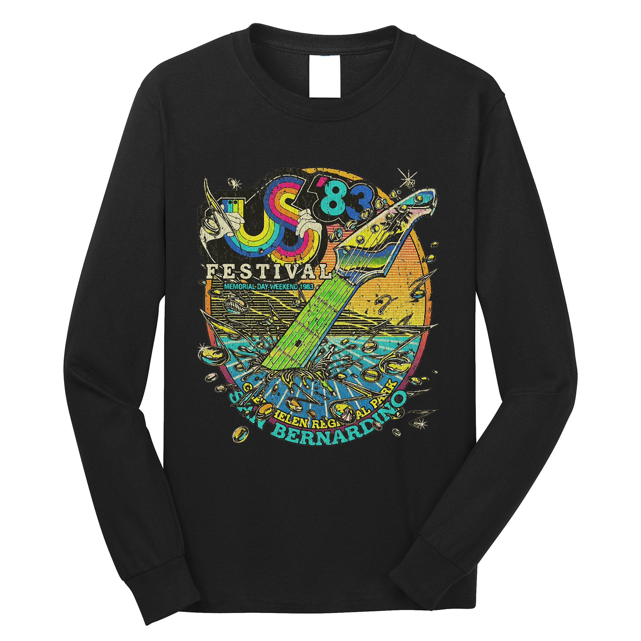 Us Festival 1983 Colorful Rainbow Music Fest Us 70s Long Sleeve Shirt