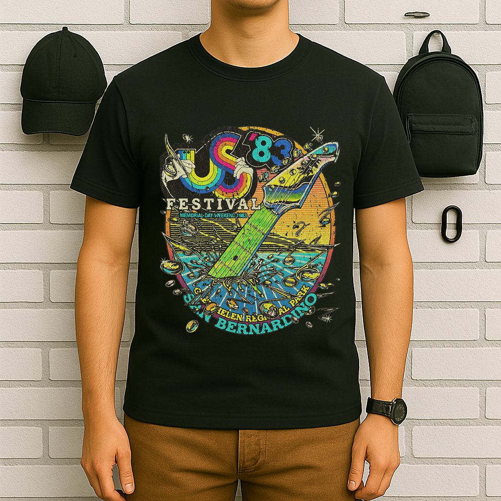 Us Festival 1983 Colorful Rainbow Music Fest Us 70s T-Shirt