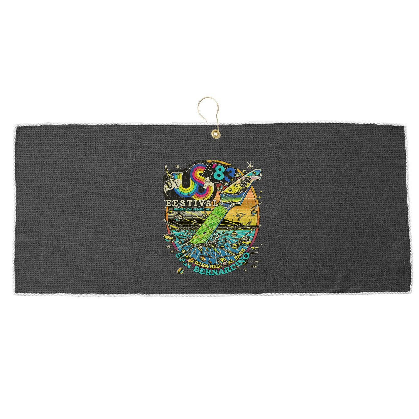 Us Festival 1983 Colorful Rainbow Music Fest Us 70s Large Microfiber Waffle Golf Towel