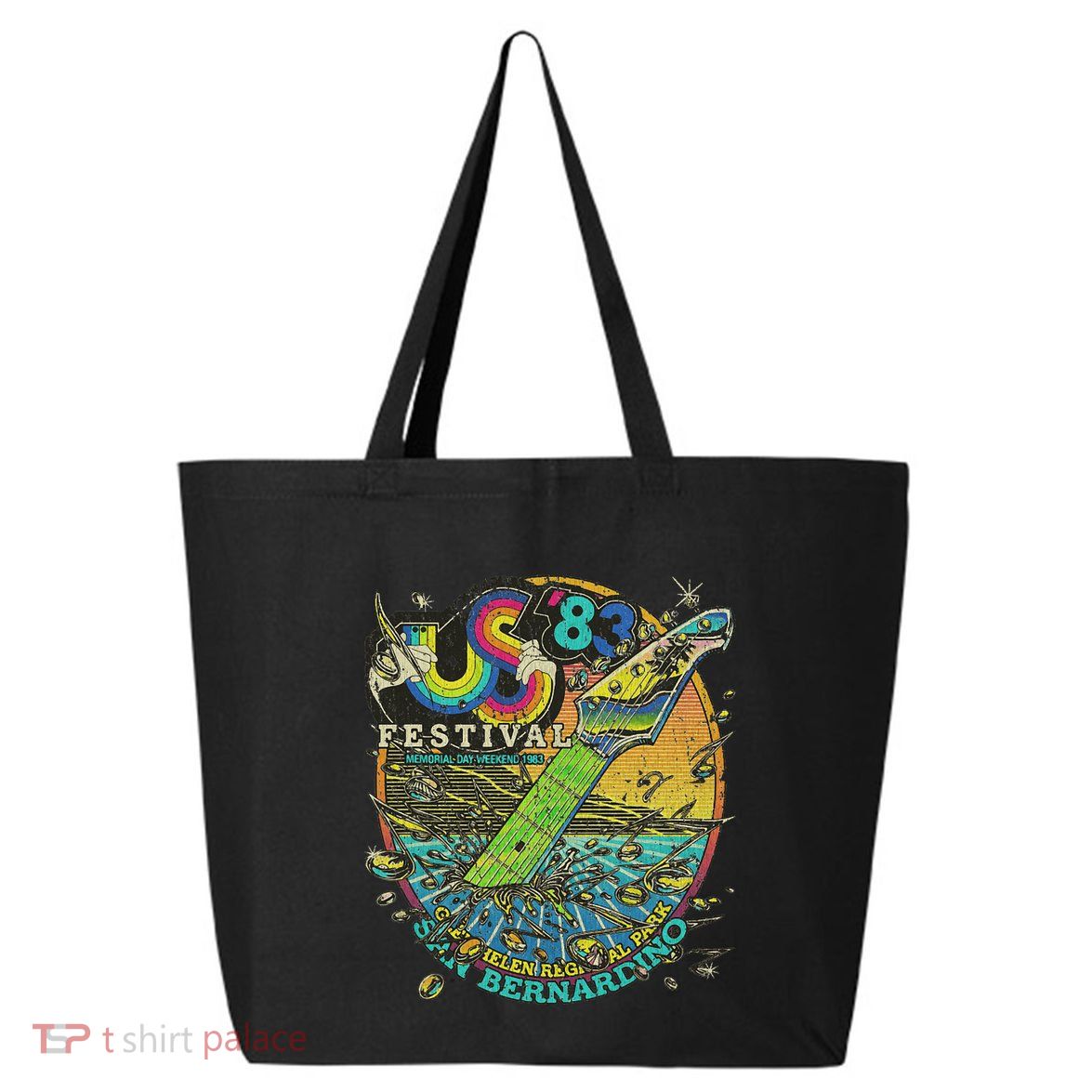 Us Festival 1983 Colorful Rainbow Music Fest Us 70s 25L Jumbo Tote