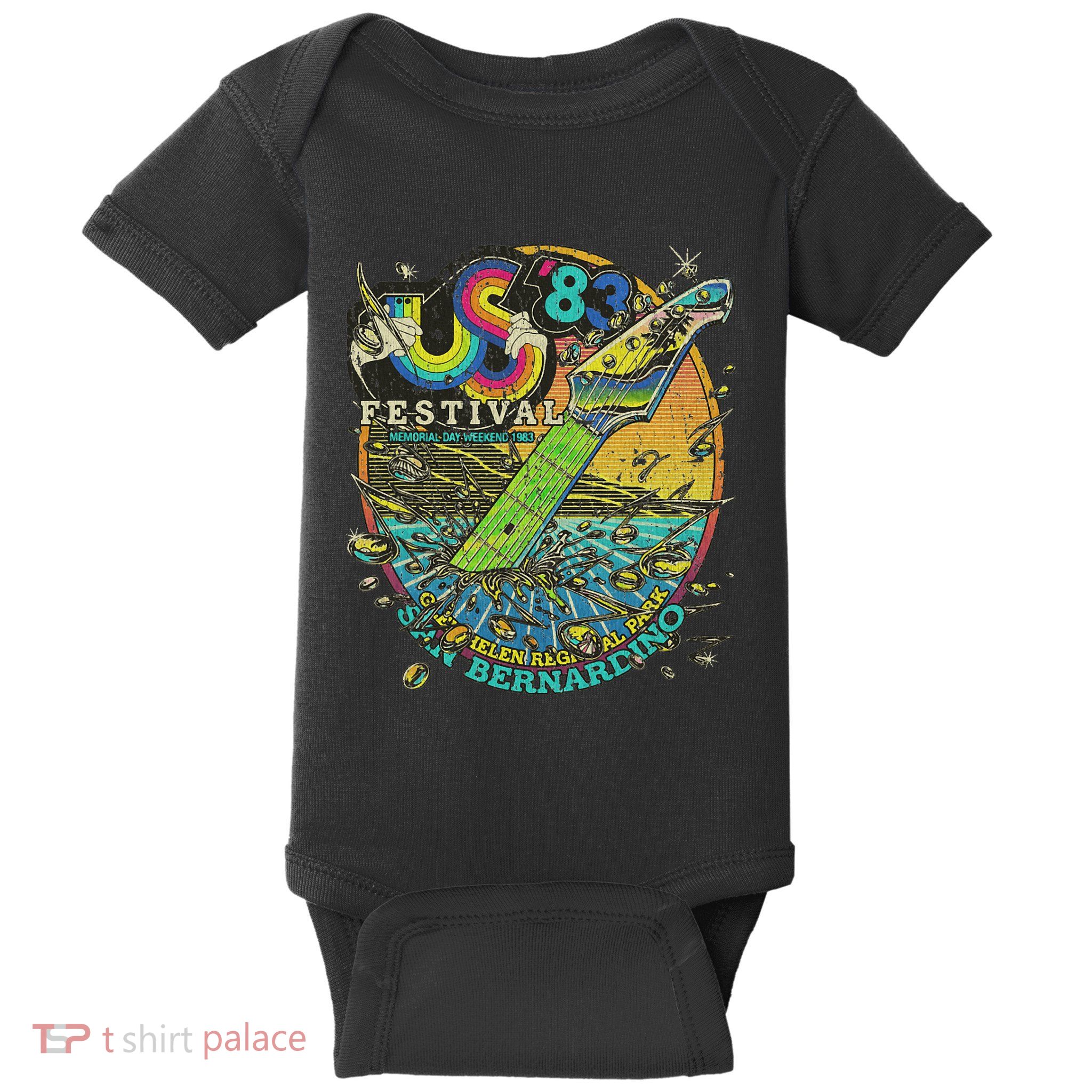 Us Festival 1983 Colorful Rainbow Music Fest Us 70s Baby Bodysuit