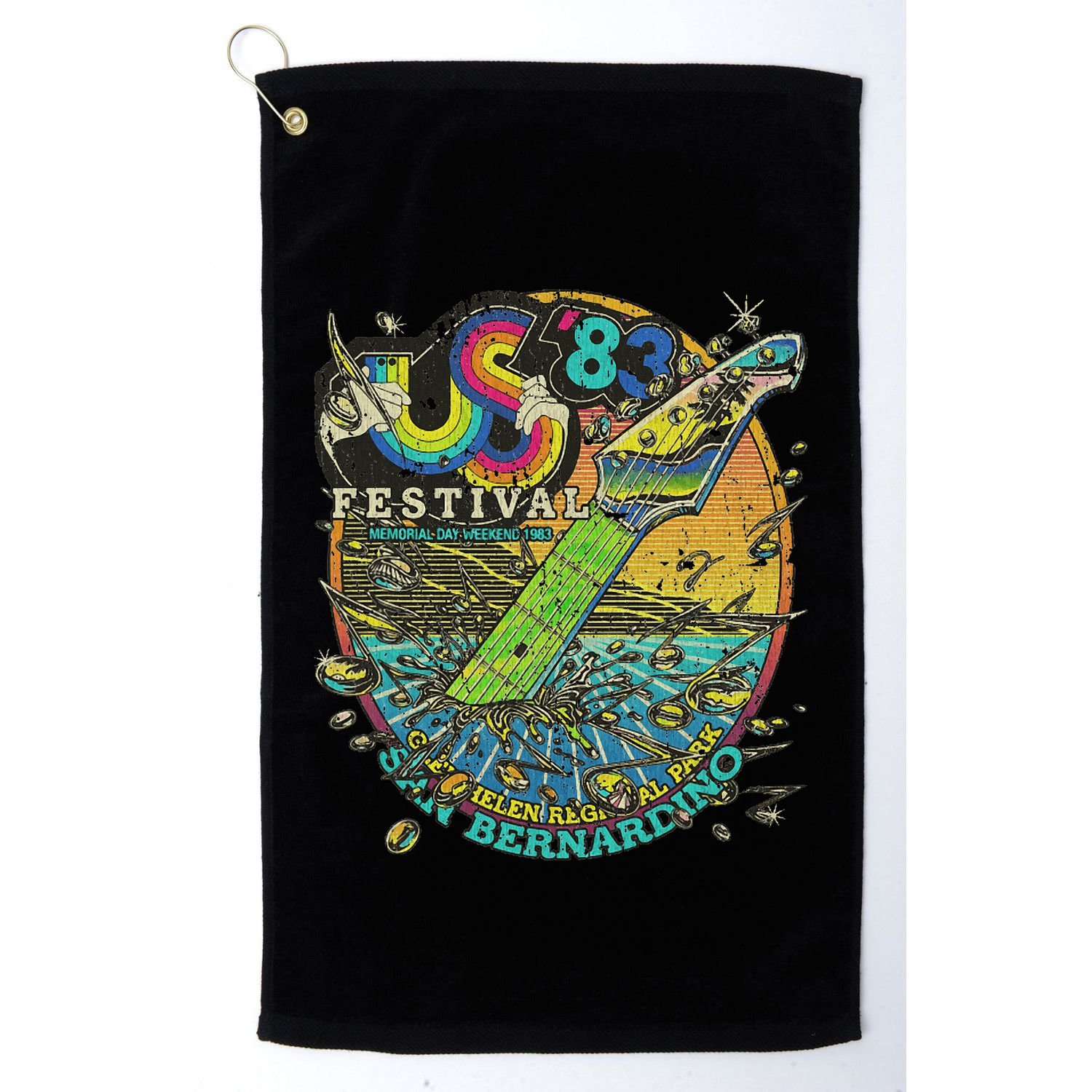 Us Festival 1983 Colorful Rainbow Music Fest Us 70s Golf Towel