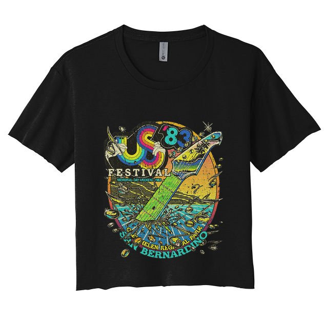 Us Festival 1983 Colorful Rainbow Music Fest Us 70s Crop Top