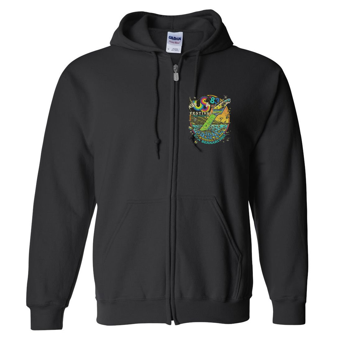 Us Festival 1983 Colorful Rainbow Music Fest Us 70s Full Zip Hoodie