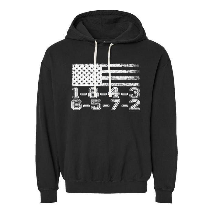 Usa Flag 18436572 Firing Order Small Block Engine V8 Block Gift Garment-Dyed Fleece Hoodie