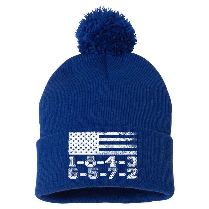 Usa Flag 18436572 Firing Order Small Block Engine V8 Block Gift Pom Pom 12in Knit Beanie