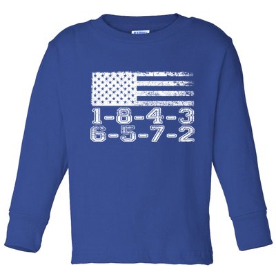 Usa Flag 18436572 Firing Order Small Block Engine V8 Block Gift Toddler Long Sleeve Shirt