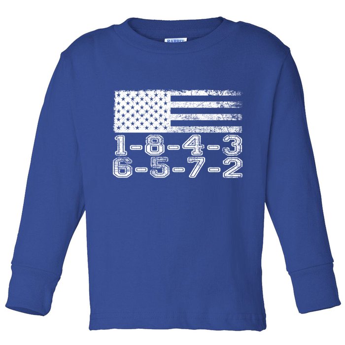 Usa Flag 18436572 Firing Order Small Block Engine V8 Block Gift Toddler Long Sleeve Shirt