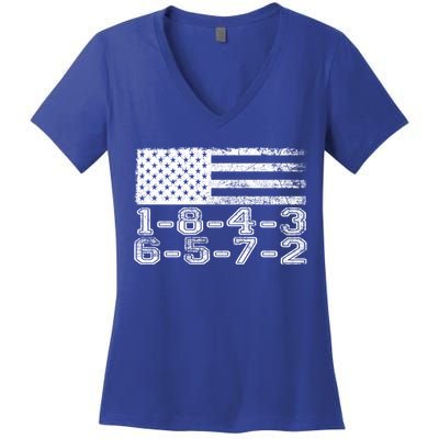 Usa Flag 18436572 Firing Order Small Block Engine V8 Block Gift Women's V-Neck T-Shirt