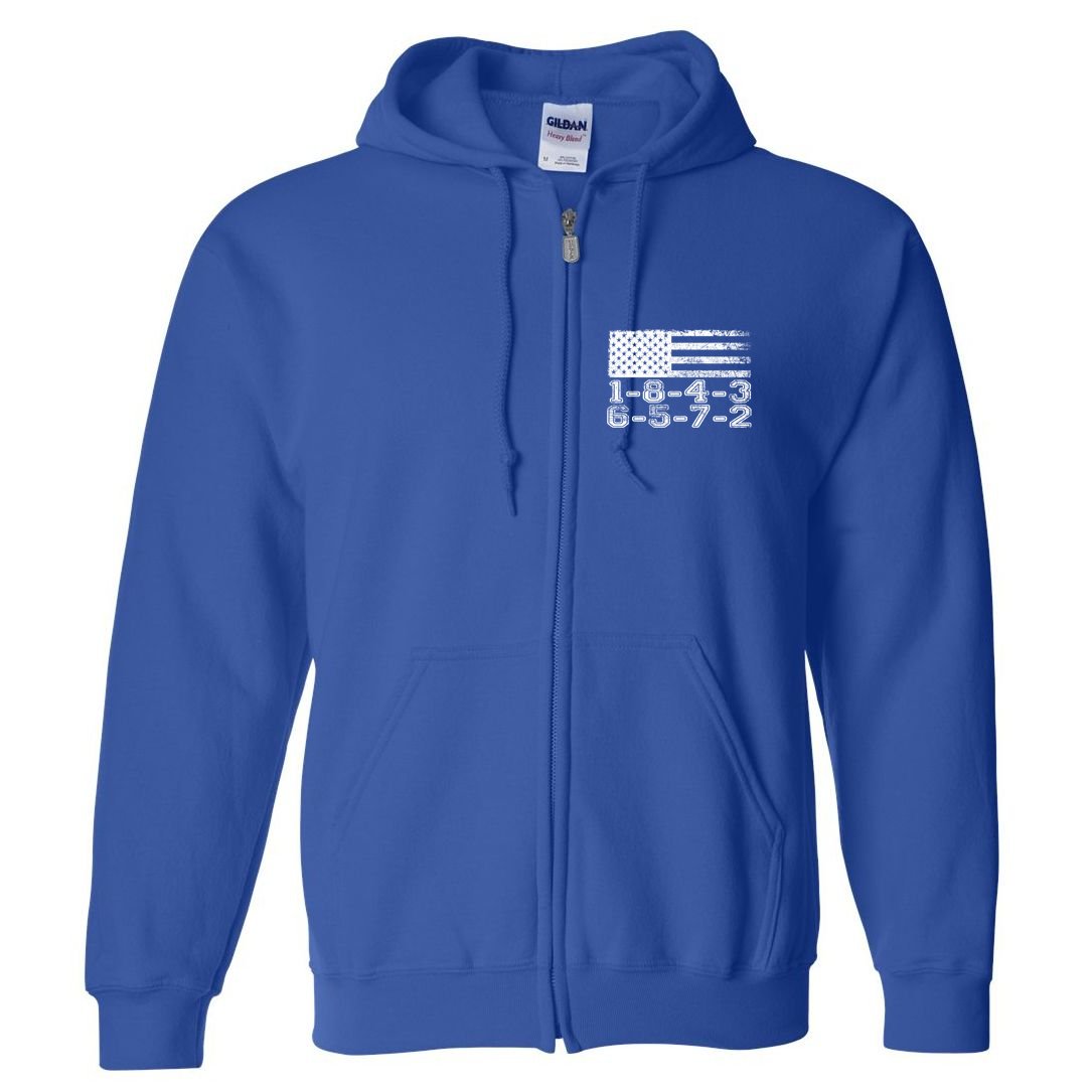 Usa Flag 18436572 Firing Order Small Block Engine V8 Block Gift Full Zip Hoodie