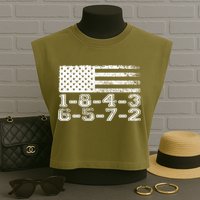 Usa Flag 18436572 Firing Order Small Block Engine V8 Block Gift Garment-Dyed Women's Muscle Tee