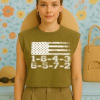 Usa Flag 18436572 Firing Order Small Block Engine V8 Block Gift Garment-Dyed Women's Muscle Tee