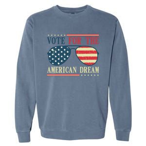 Usa Flag 2024 Quote I Vote For The American Dream Great Gift Garment-Dyed Sweatshirt