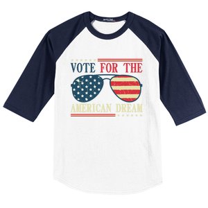 Usa Flag 2024 Quote I Vote For The American Dream Great Gift Baseball Sleeve Shirt