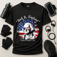 USA Flag 4th of July Suck It England Funny George Washington Cooling Performance Crew T-Shirt