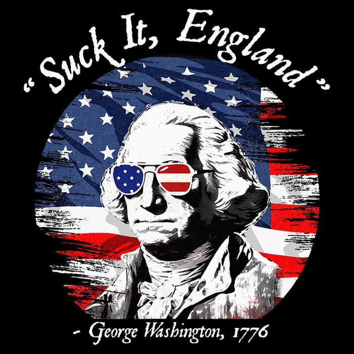 USA Flag 4th of July Suck It England Funny George Washington 7-Panel Snapback Hat