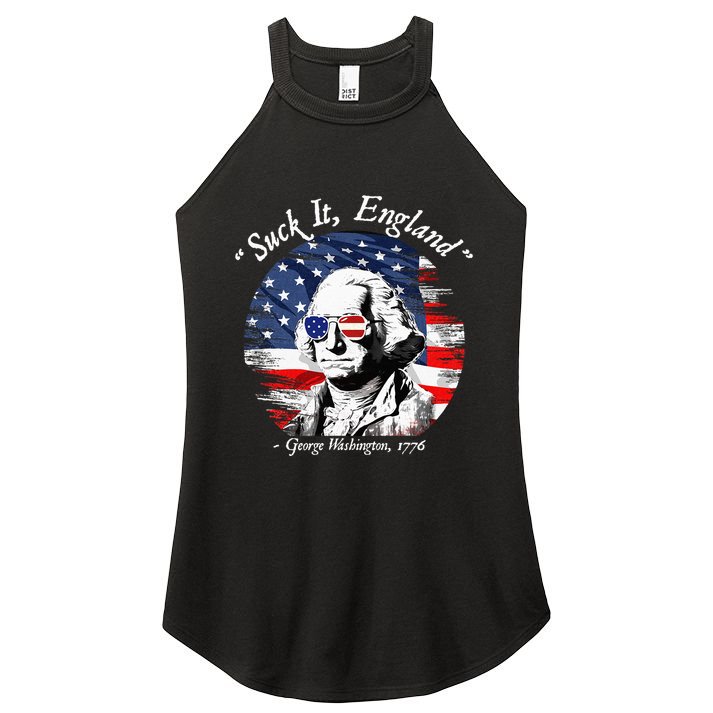 USA Flag 4th of July Suck It England Funny George Washington Women's Perfect Tri Rocker Tank