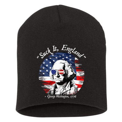 USA Flag 4th of July Suck It England Funny George Washington Short Acrylic Beanie