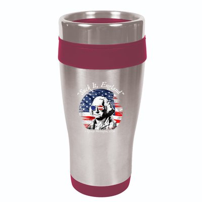 USA Flag 4th of July Suck It England Funny George Washington 16oz Travel Tumbler