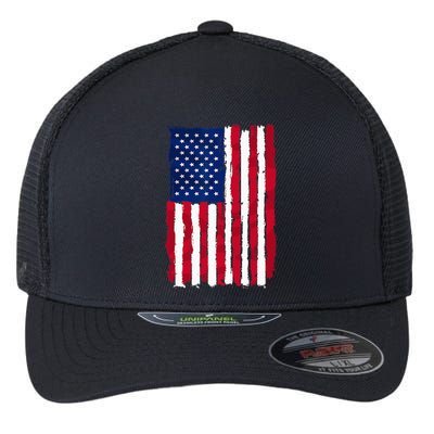 USA Flag 4th July Red American White Star Blue Stripes 4 Day Flexfit Unipanel Trucker Cap