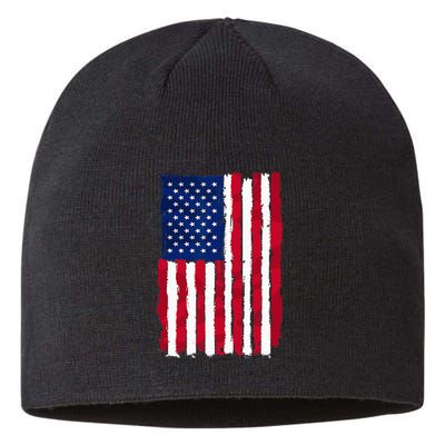 USA Flag 4th July Red American White Star Blue Stripes 4 Day Sustainable Beanie