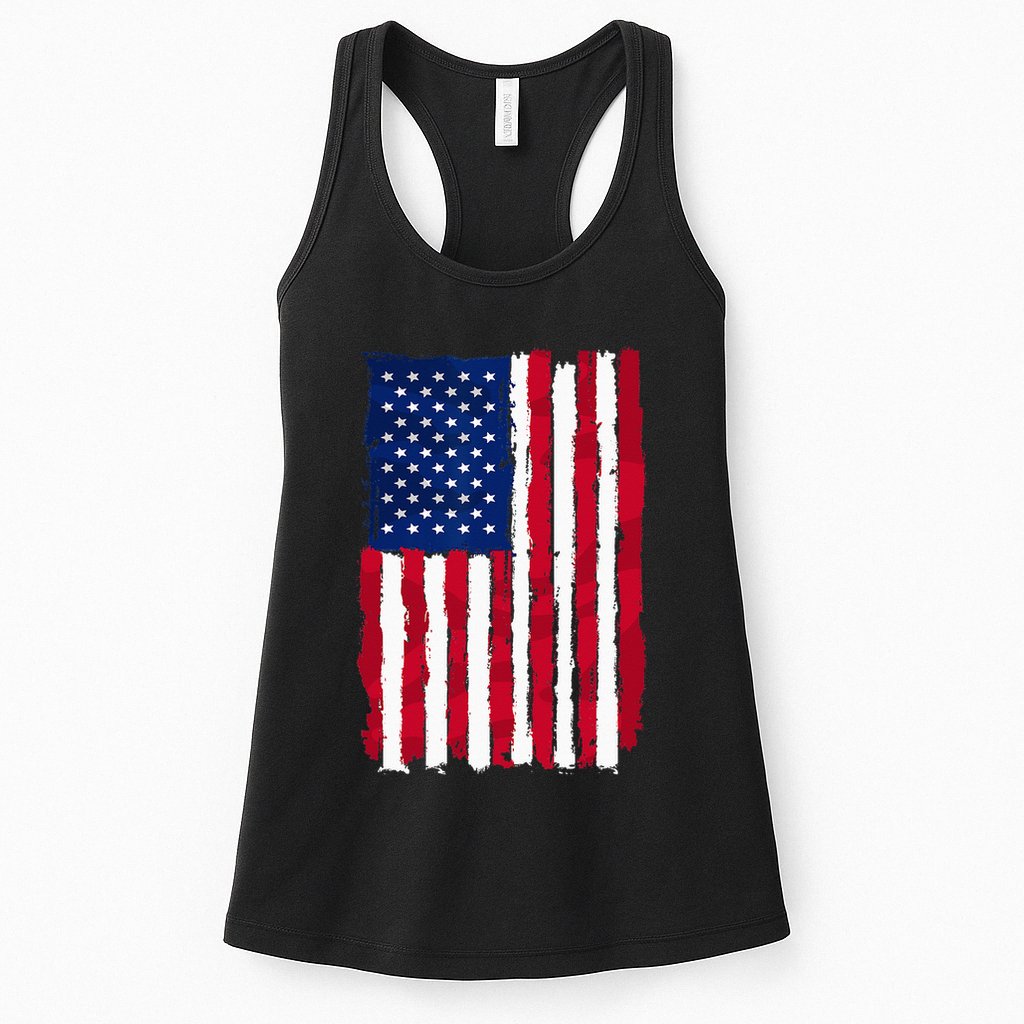 USA Flag 4th July Red American White Star Blue Stripes 4 Day Womens Tank Top