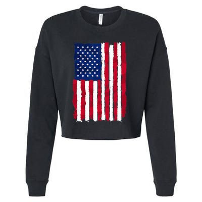 USA Flag 4th July Red American White Star Blue Stripes 4 Day Cropped Pullover Crew