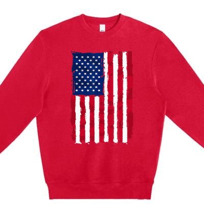 USA Flag 4th July Red American White Star Blue Stripes 4 Day Premium Crewneck Sweatshirt