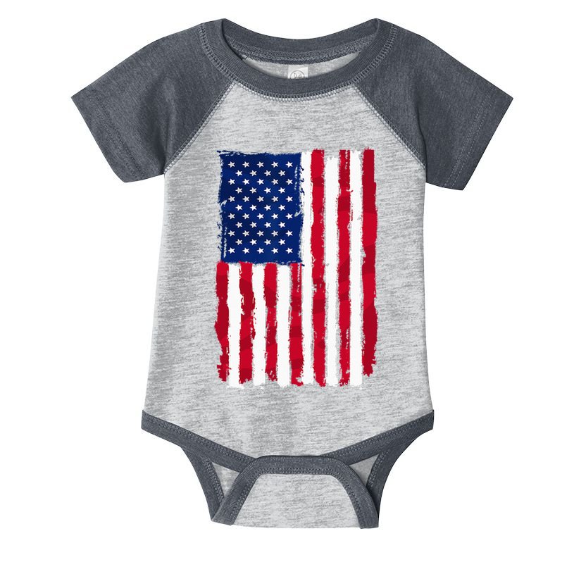 USA Flag 4th July Red American White Star Blue Stripes 4 Day Infant Baby Jersey Bodysuit