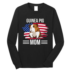 USA Flag 4th Of July Mother's Day Merica Guinea Pig Mom Long Sleeve Shirt