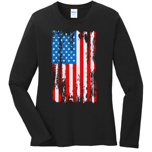 Us Flag 4th Of July Ladies Long Sleeve Shirt