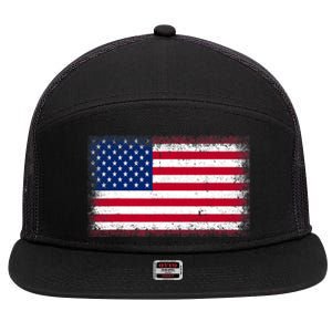 US Flag 4th Of July USA Flag American Flag 7 Panel Mesh Trucker Snapback Hat