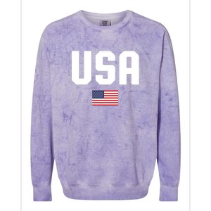 US Flag 4th Of July Memorial Day American Pride Colorblast Crewneck Sweatshirt