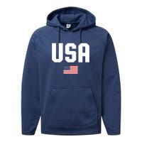 US Flag 4th Of July Memorial Day American Pride Performance Fleece Hoodie